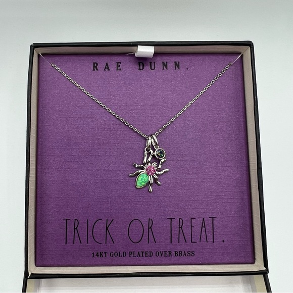 NEW Rae Dunn 14KT Gold Plated Halloween Spider Necklace Trick or Treat Edition - Picture 8 of 9